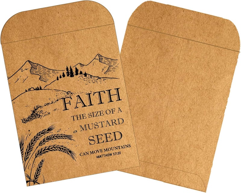 Limarqabel 50 Pcs Kraft Mustard Seed Envelope Bulk Does Not Contain Seeds Mustard Seed of Faith Empty Resealable Envelopes Adhesive Storage Pockets Seed Organizer (3.15x4.7 Inch) - Image 1
